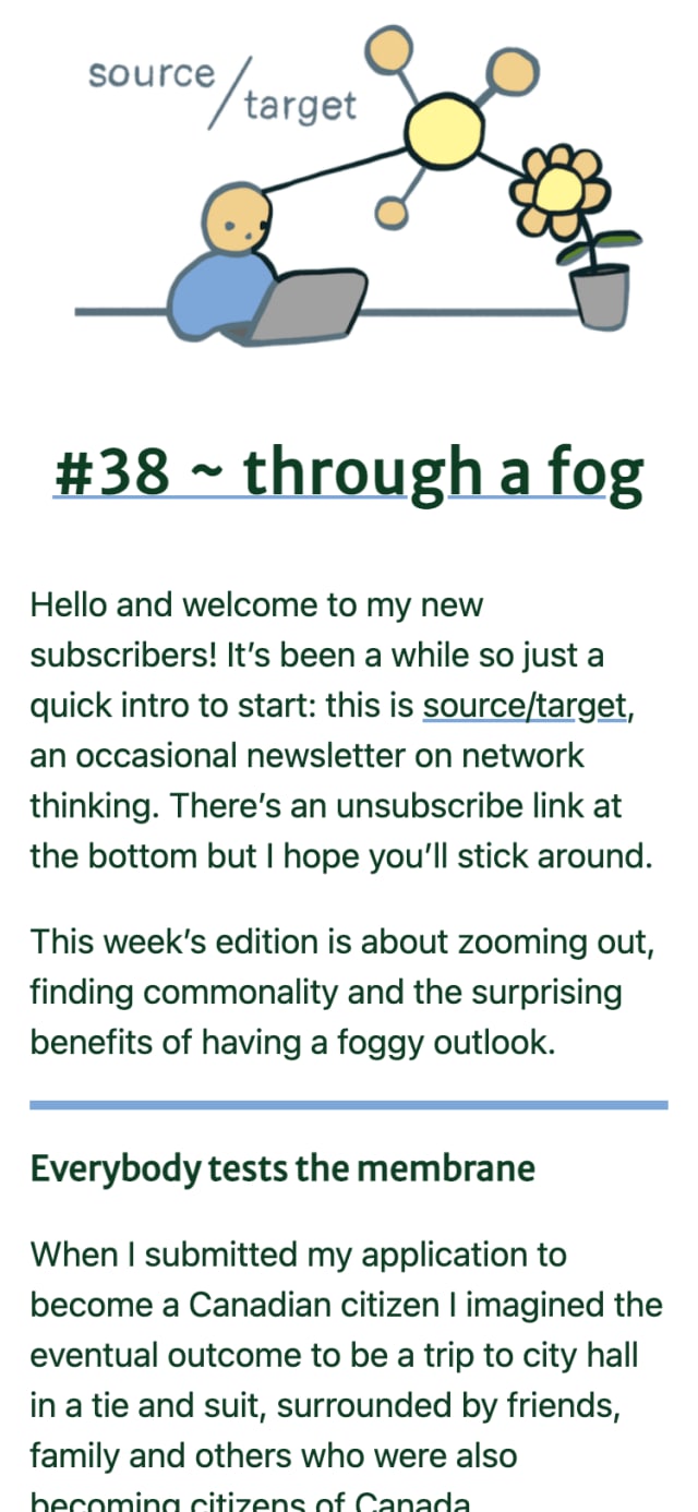 Screenshot from an iPhone showing the latest edition of the newsletter